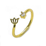 Oro Laminado Multi Stone Ring, Gold Filled Style Flower Design, with White Cubic Zirconia, Polished, Golden Finish