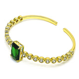 Oro Laminado Individual Bangle, Gold Filled Style with Green and White Cubic Zirconia, Polished, Golden Finish
