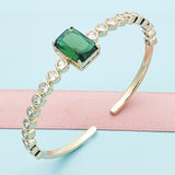 Oro Laminado Individual Bangle, Gold Filled Style with Green and White Cubic Zirconia, Polished, Golden Finish