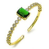 Oro Laminado Individual Bangle, Gold Filled Style with Green and White Cubic Zirconia, Polished, Golden Finish