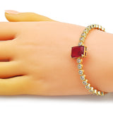 Oro Laminado Individual Bangle, Gold Filled Style with Garnet and White Cubic Zirconia, Polished, Golden Finish