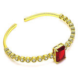 Oro Laminado Individual Bangle, Gold Filled Style with Garnet and White Cubic Zirconia, Polished, Golden Finish