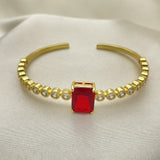 Oro Laminado Individual Bangle, Gold Filled Style with Garnet and White Cubic Zirconia, Polished, Golden Finish