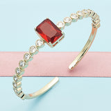 Oro Laminado Individual Bangle, Gold Filled Style with Garnet and White Cubic Zirconia, Polished, Golden Finish