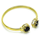 Oro Laminado Individual Bangle, Gold Filled Style with Black Cubic Zirconia and White Micro Pave, Polished, Golden Finish