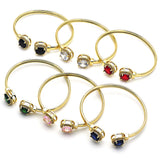 Oro Laminado Individual Bangle, Gold Filled Style with Black Cubic Zirconia and White Micro Pave, Polished, Golden Finish