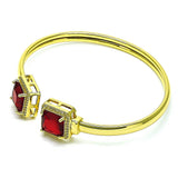 Oro Laminado Individual Bangle, Gold Filled Style with Garnet Cubic Zirconia and White Micro Pave, Polished, Golden Finish