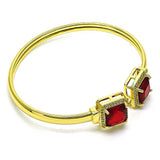 Oro Laminado Individual Bangle, Gold Filled Style with Garnet Cubic Zirconia and White Micro Pave, Polished, Golden Finish