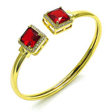 Oro Laminado Individual Bangle, Gold Filled Style with Garnet Cubic Zirconia and White Micro Pave, Polished, Golden Finish