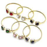 Oro Laminado Individual Bangle, Gold Filled Style with Green Cubic Zirconia and White Micro Pave, Polished, Golden Finish