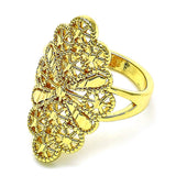 Oro Laminado Elegant Ring, Gold Filled Style Bow and Filigree Design, Diamond Cutting Finish, Golden Finish