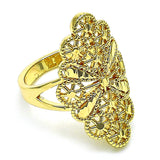 Oro Laminado Elegant Ring, Gold Filled Style Bow and Filigree Design, Diamond Cutting Finish, Golden Finish