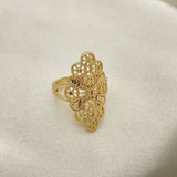 Oro Laminado Elegant Ring, Gold Filled Style Bow and Filigree Design, Diamond Cutting Finish, Golden Finish