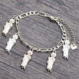 Oro Laminado Charm Bracelet, Gold Filled Style San Judas and Figaro Design, Polished, Tricolor
