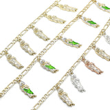 Oro Laminado Charm Bracelet, Gold Filled Style San Judas and Figaro Design, Polished, Tricolor