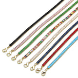 Oro Laminado Fancy Anklet, Gold Filled Style Baguette Design, with Multicolor Cubic Zirconia, Polished, Golden Finish