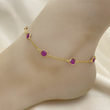 Oro Laminado Basic Anklet, Gold Filled Style Paperclip Design, with Amethyst Crystal, Polished, Golden Finish