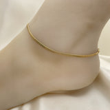 Oro Laminado Basic Anklet, Gold Filled Style Herringbone Design, Polished, Golden Finish