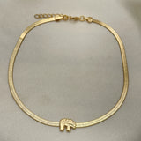 Oro Laminado Basic Anklet, Gold Filled Style Elephant and Herringbone Design, Polished, Golden Finish