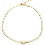Oro Laminado Basic Anklet, Gold Filled Style Elephant and Herringbone Design, Polished, Golden Finish