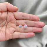 Sterling Silver Stud Earring, Cupcake Design, Pink Enamel Finish, Silver Finish