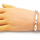 Oro Laminado Solid Bracelet, Gold Filled Style Polished, Tricolor