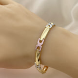 Oro Laminado Solid Bracelet, Gold Filled Style Polished, Tricolor