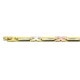 Oro Laminado Solid Bracelet, Gold Filled Style Polished, Tricolor
