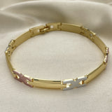Oro Laminado Solid Bracelet, Gold Filled Style Polished, Tricolor