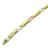 Oro Laminado Solid Bracelet, Gold Filled Style Polished, Tricolor