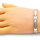 Oro Laminado Solid Bracelet, Gold Filled Style Polished, Tricolor