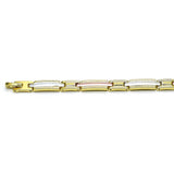 Oro Laminado Solid Bracelet, Gold Filled Style Polished, Tricolor