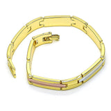 Oro Laminado Solid Bracelet, Gold Filled Style Polished, Tricolor