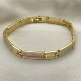 Oro Laminado Solid Bracelet, Gold Filled Style Polished, Tricolor