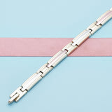 Oro Laminado Solid Bracelet, Gold Filled Style Polished, Tricolor