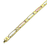 Oro Laminado Solid Bracelet, Gold Filled Style Polished, Tricolor