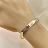 Oro Laminado Solid Bracelet, Gold Filled Style Polished, Tricolor