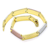Oro Laminado Solid Bracelet, Gold Filled Style Polished, Tricolor