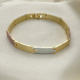 Oro Laminado Solid Bracelet, Gold Filled Style Polished, Tricolor