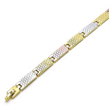 Oro Laminado Solid Bracelet, Gold Filled Style Polished, Tricolor