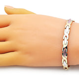 Oro Laminado Solid Bracelet, Gold Filled Style Polished, Tricolor