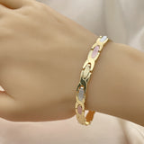 Oro Laminado Solid Bracelet, Gold Filled Style Polished, Tricolor