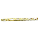 Oro Laminado Solid Bracelet, Gold Filled Style Polished, Tricolor
