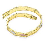 Oro Laminado Solid Bracelet, Gold Filled Style Polished, Tricolor