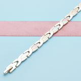 Oro Laminado Solid Bracelet, Gold Filled Style Polished, Tricolor
