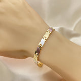 Oro Laminado Solid Bracelet, Gold Filled Style Polished, Tricolor