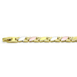Oro Laminado Solid Bracelet, Gold Filled Style Polished, Tricolor