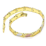 Oro Laminado Solid Bracelet, Gold Filled Style Polished, Tricolor