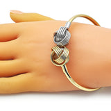 Oro Laminado Individual Bangle, Gold Filled Style Love Knot Design, Diamond Cutting Finish, Two Tone