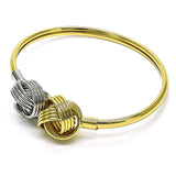 Oro Laminado Individual Bangle, Gold Filled Style Love Knot Design, Diamond Cutting Finish, Two Tone